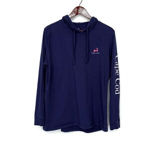 Cuffy's Cape Cod Mass Whale Graphic Fitted Long Sleeve Hooded Tee Size 2XL